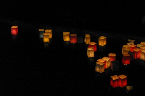 Lanterns on the water of MOTOYASU river