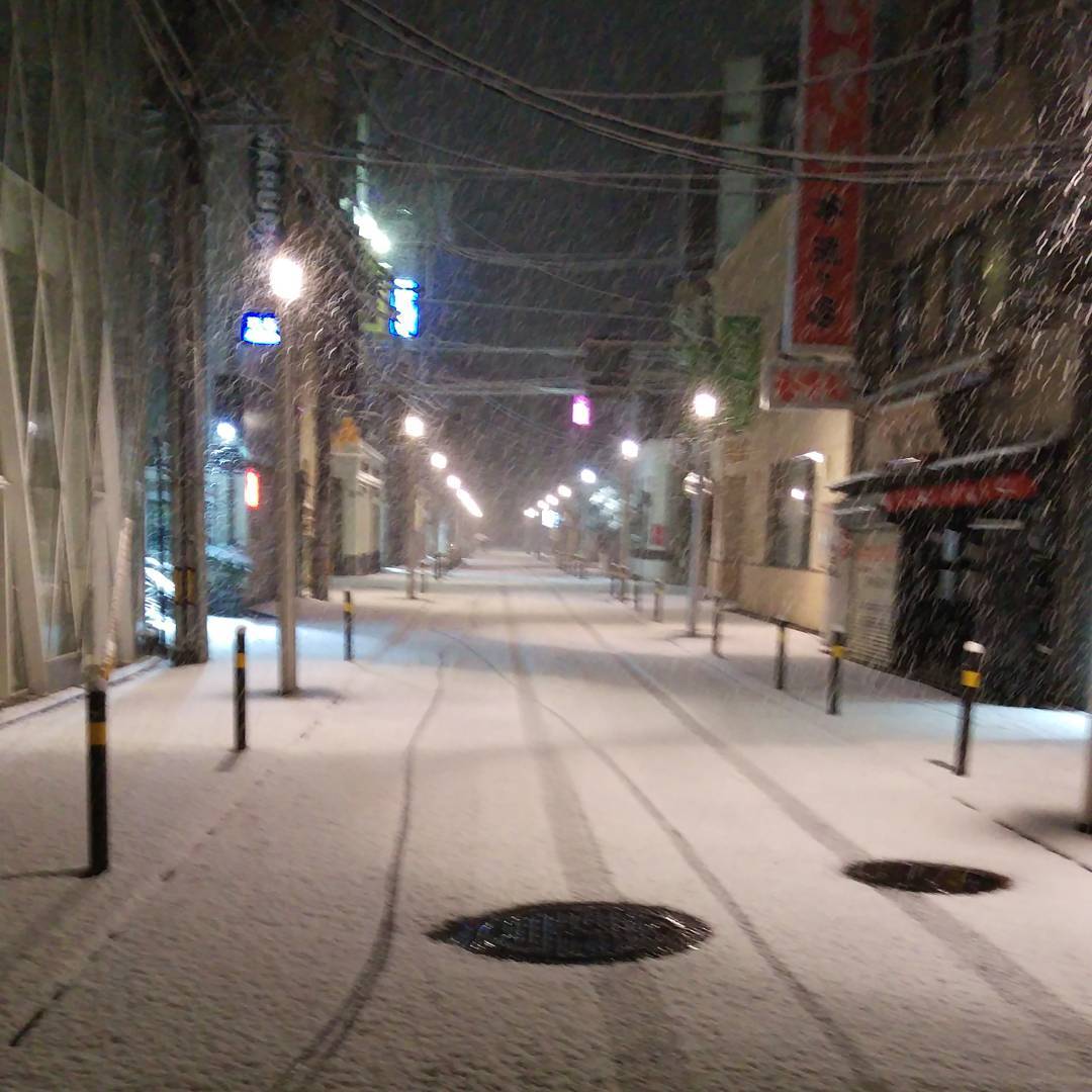 雪の降る街を
